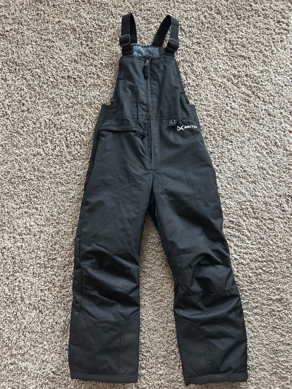 XS Kids Arctix Black Insulated Snow Bibs with Adjustable Straps